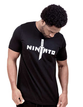 Load image into Gallery viewer, NINJATO LOGO TEE - BLACK WHITE FRONT LOOKING DOWN
